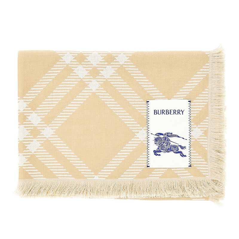 Burberry Burberry Check Wool and Silk Scarf Beige - World Class Fashion