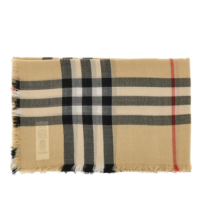 Burberry Burberry Check Wool Scarf Beige - World Class Fashion
