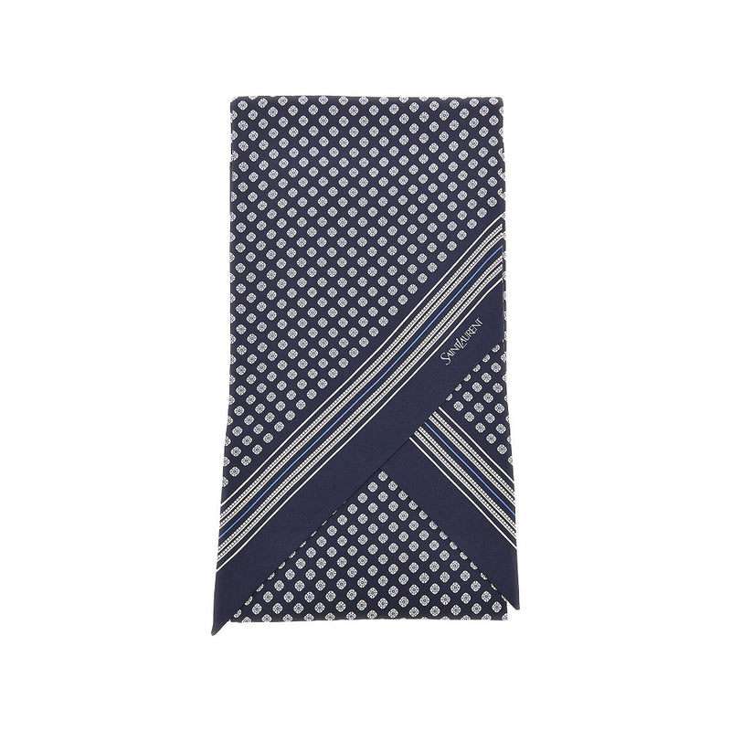 Saint Laurent Saint Laurent Silk Twill Lavalliere Scarf Blue - World Class Fashion