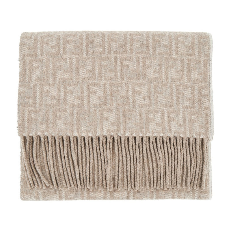 Fendi Fendi Wool and Cashmere Double-face Scarf Beige - World Class Fashion