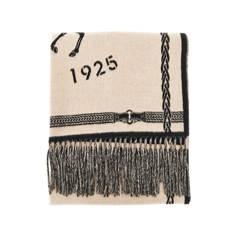 Fendi Fendi Selleria Wool and Cashmere Scarf Beige - World Class Fashion