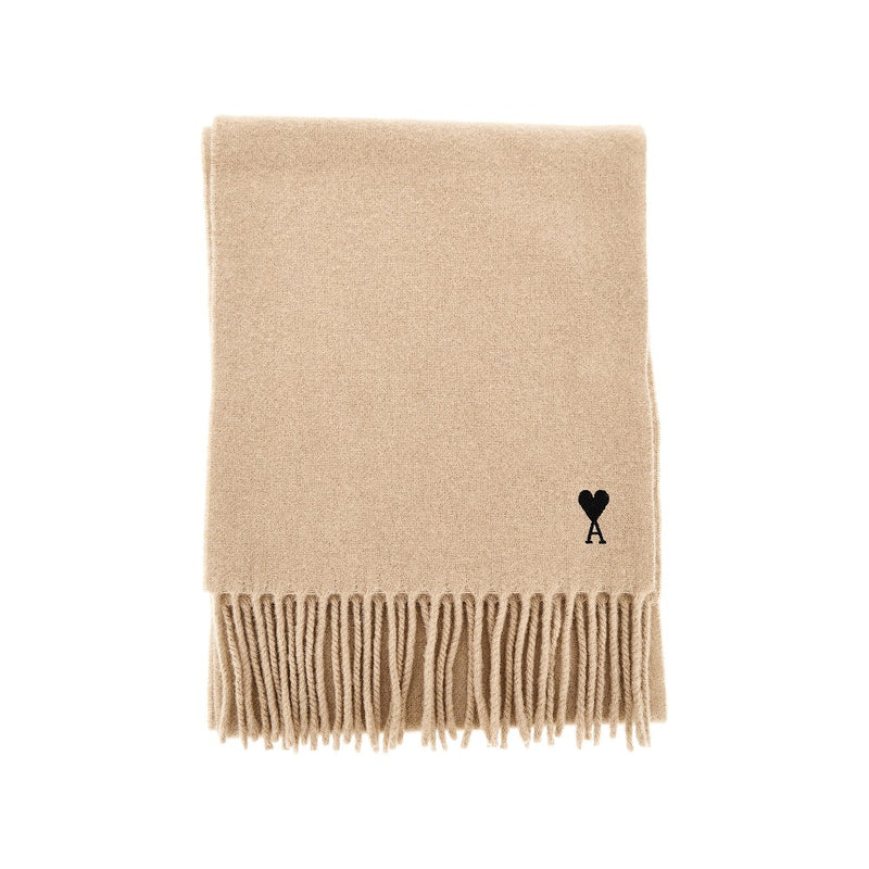 Ami Ami Ami De Coeur Embroidery Wool Scarf - World Class Fashion
