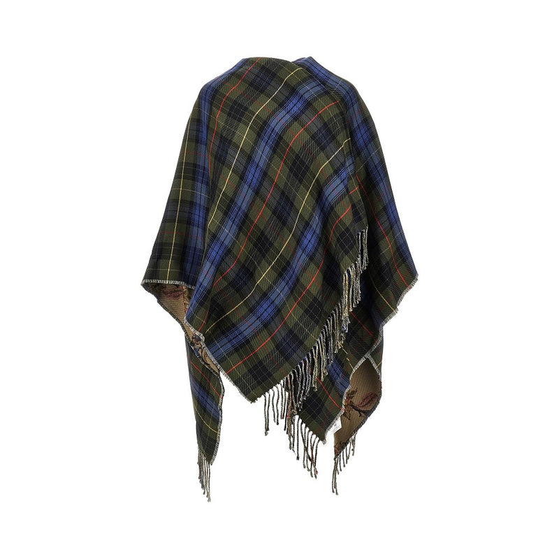 Etro Etro Knitted Cape with Check Motif Green - World Class Fashion