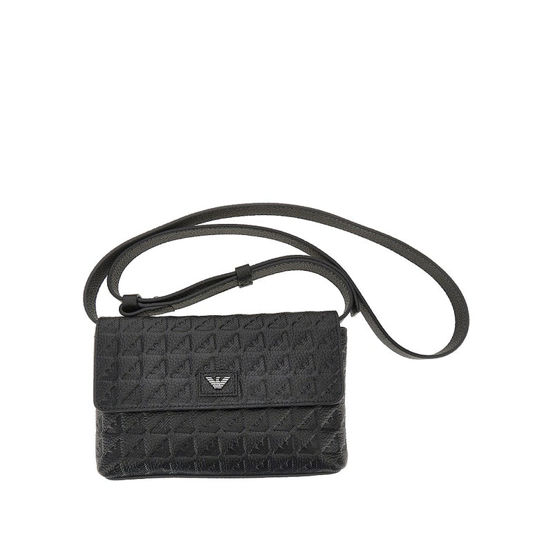 Emporio Armani Emporio Armani Embossed Leather Pouch Black - World Class Fashion