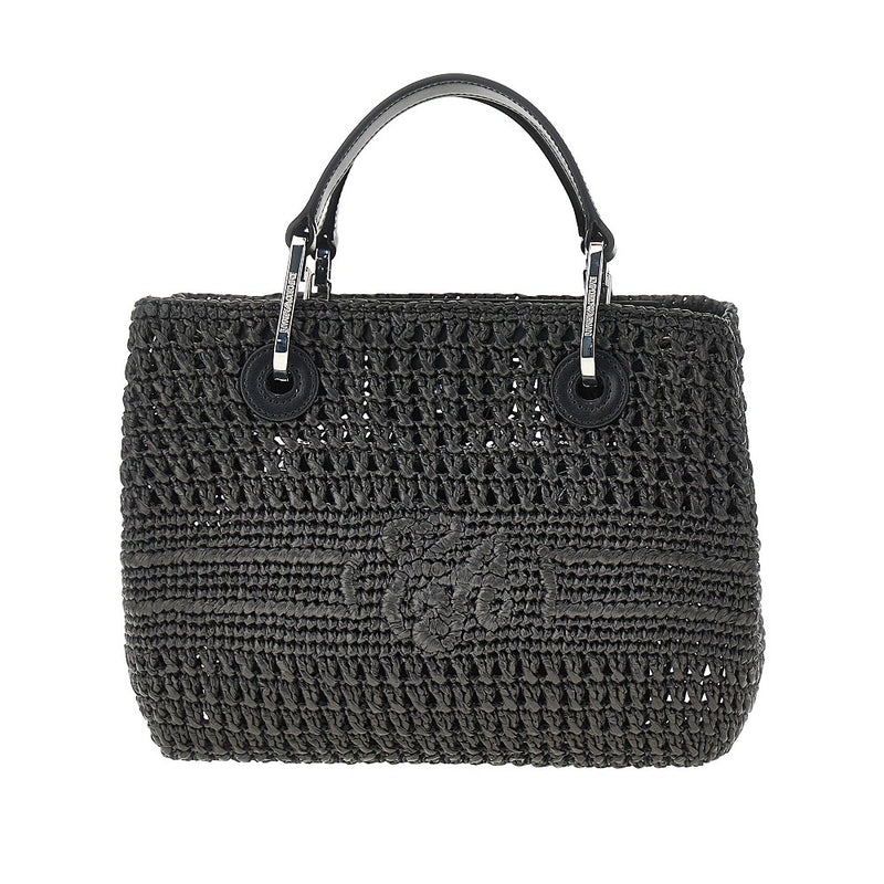 Emporio Armani Emporio Armani Woven Raffia Small Myea Bag Black - World Class Fashion