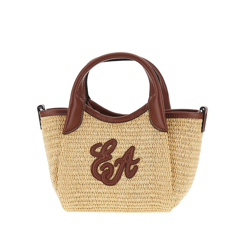 Emporio Armani Emporio Armani Synthetic Raffia Mini Shopping Bag Brown - World Class Fashion