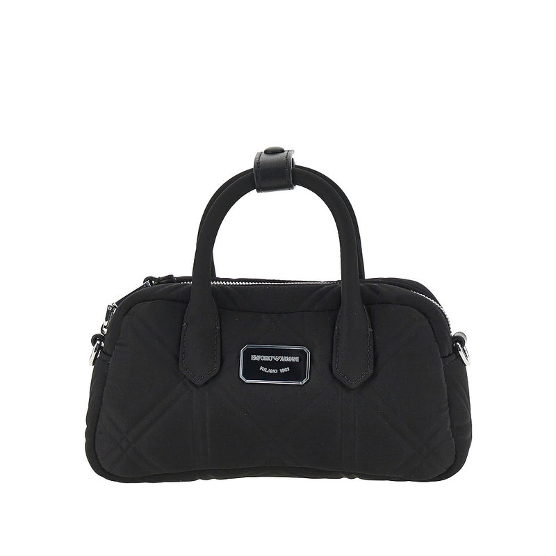 Emporio Armani Emporio Armani Embossed Nylon Mini Bowling Bag Black - World Class Fashion