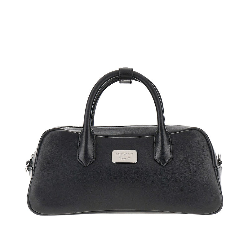 Emporio Armani Emporio Armani Nappa Leather Bowling Bag Black - World Class Fashion