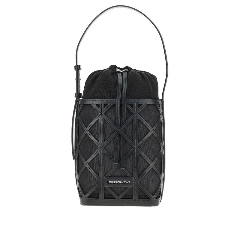 Emporio Armani Emporio Armani Faux Leather Mesh Bucket Bag Black - World Class Fashion