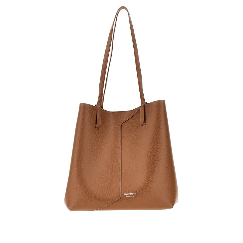 Emporio Armani Emporio Armani 'Emporio Armani 1981' Leather Shopping Bag Brown - World Class Fashion