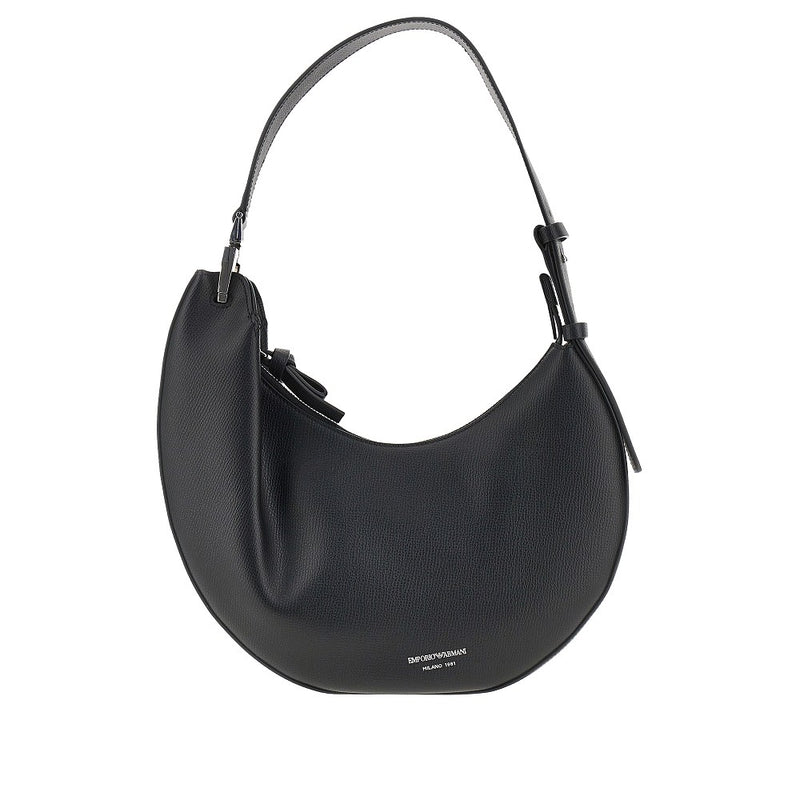 Emporio Armani Emporio Armani 1981 Grain Leather Hobo Bag Black - World Class Fashion