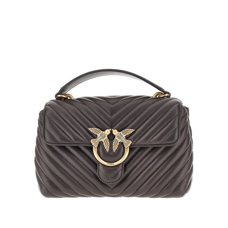 Pinko Pinko Chevron Nappa Leather Mini Love Lady Puff Bag Brown - World Class Fashion