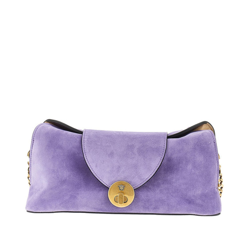 Versace Versace Vivian Suede Leather Clutch Purple - World Class Fashion