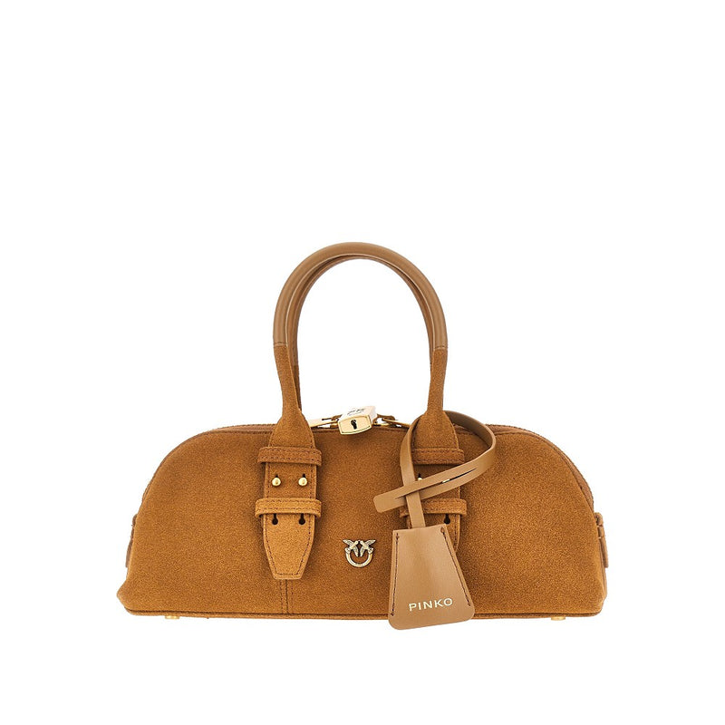 Pinko Pinko Escape Bag Suede Leather Brown Women - World Class Fashion