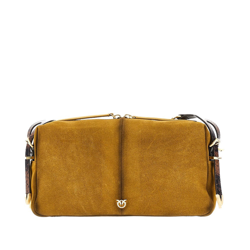Pinko Pinko 'Keeper' Suede Leather Shoulder Bag Brown - World Class Fashion