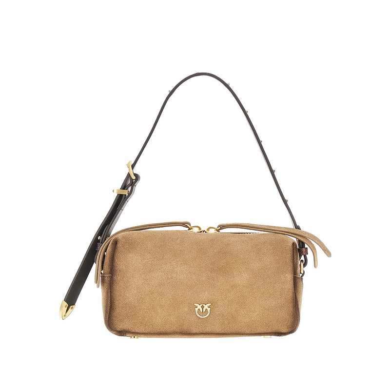Pinko Pinko Suede Leather Mini Crossbody Bag Brown - World Class Fashion