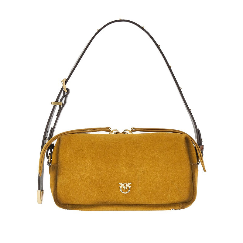Pinko Pinko Suede Leather Mini Crossbody Bag Brown - World Class Fashion