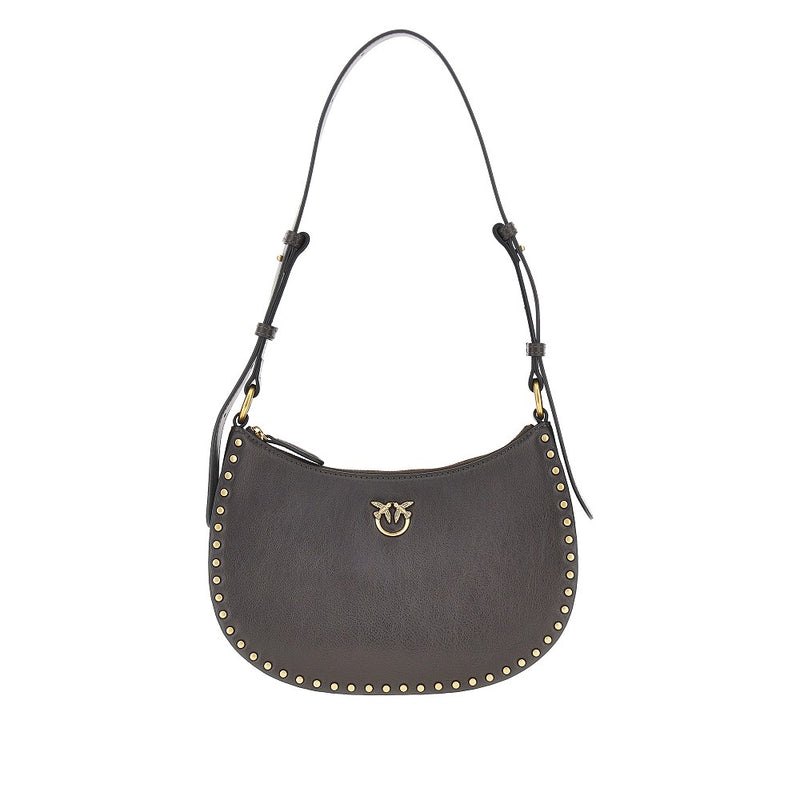 Pinko Pinko Mini Half Moon Leather Shoulder Bag Brown - World Class Fashion
