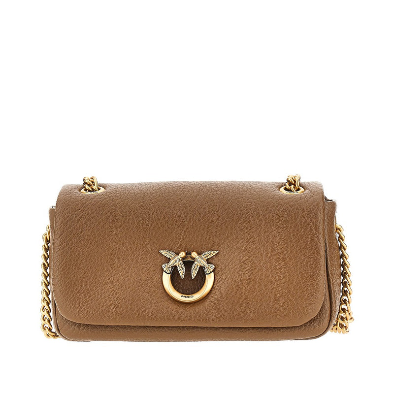 Pinko Pinko Leather Large Click Soft Horizontal Bag Brown - World Class Fashion
