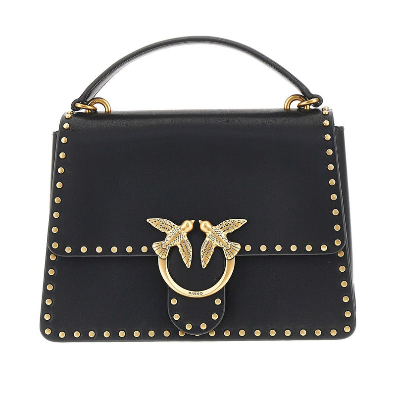 Pinko Pinko Leather Bag with Love Birds Buckle Black - World Class Fashion