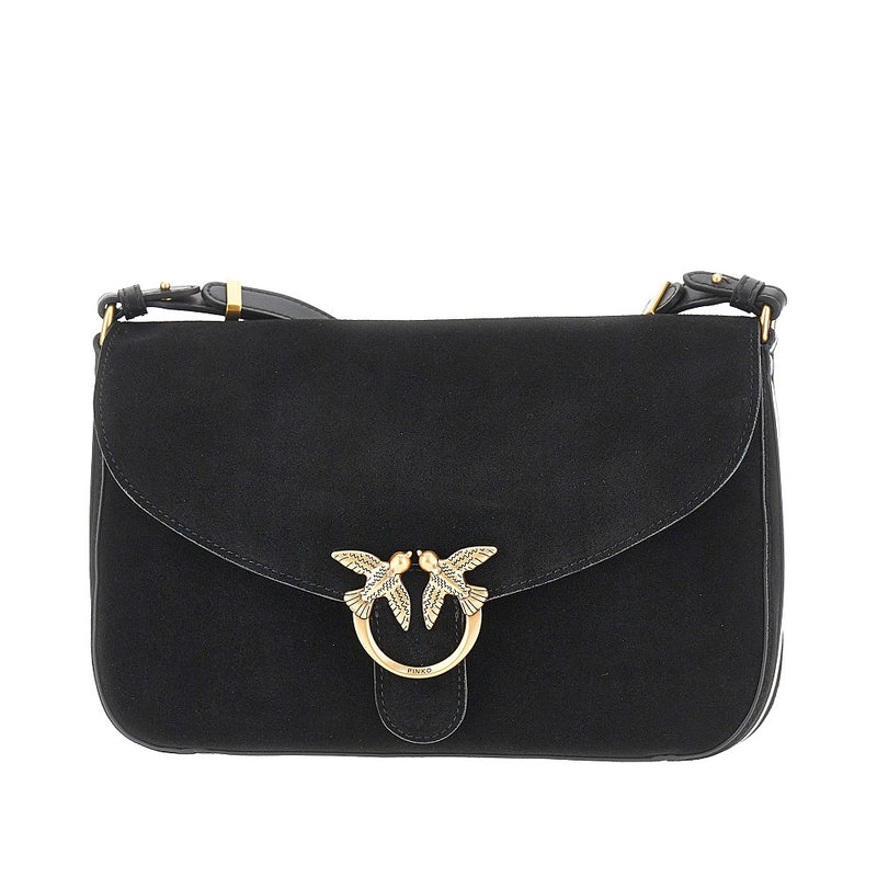 Pinko Pinko Suede Leather Medium Love Bag Black - World Class Fashion
