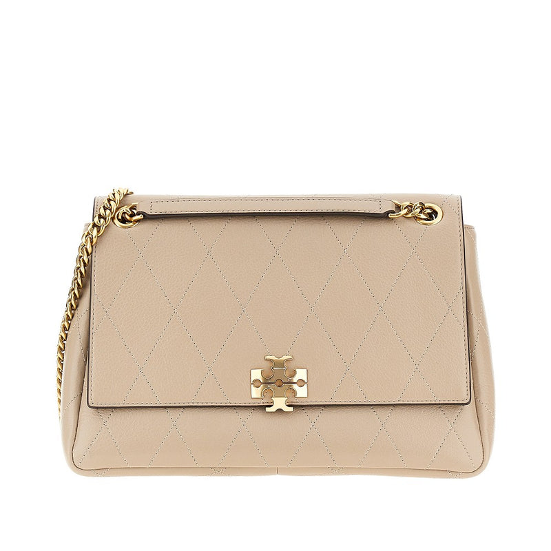 Tory Burch Tory Burch Charlie Quilted Leather Bag Beige - World Class Fashion