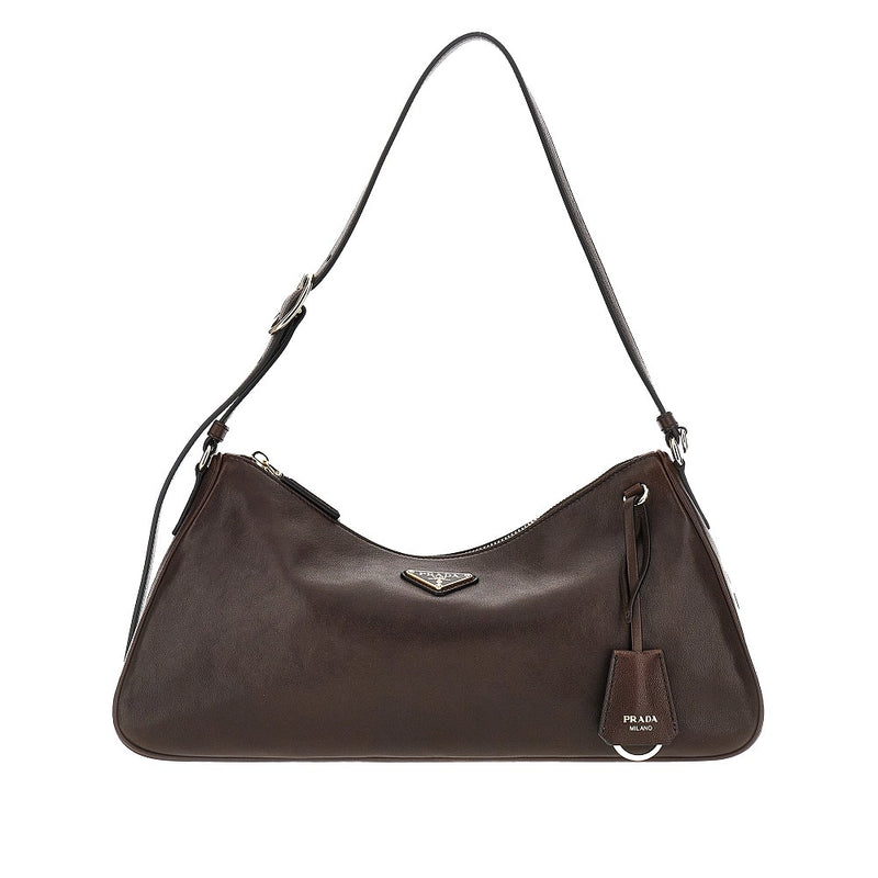 Prada Prada Aimée Nappa Large Shoulder Bag Brown - World Class Fashion