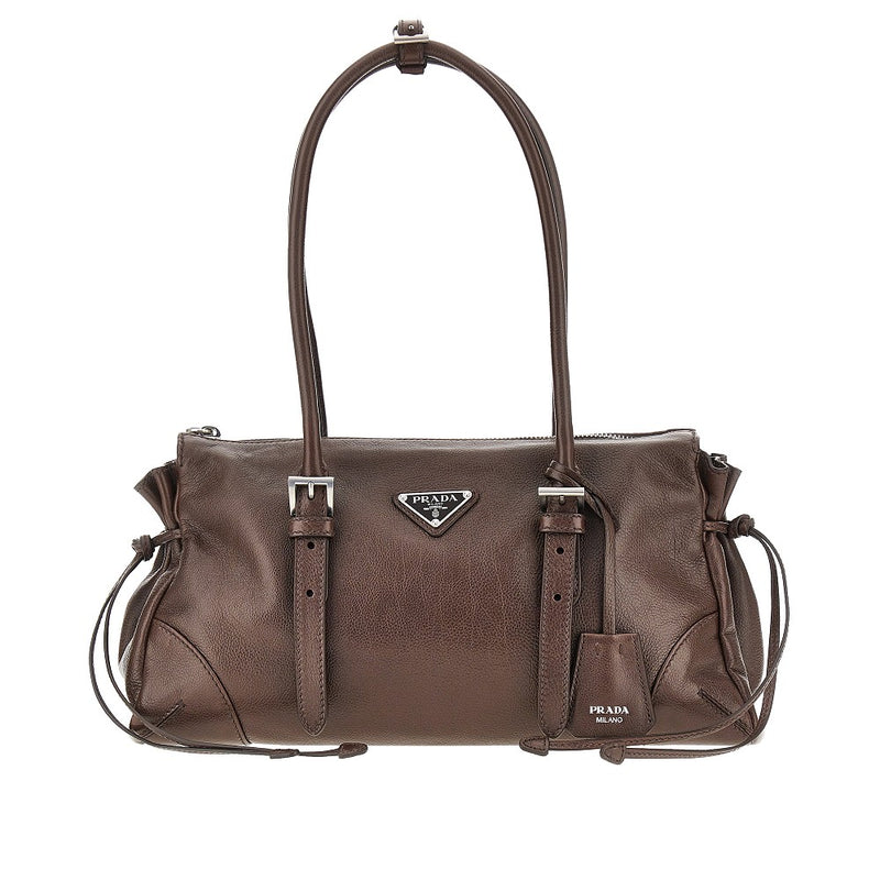 Prada Prada Leather Medium Bonnie Bag Brown - World Class Fashion