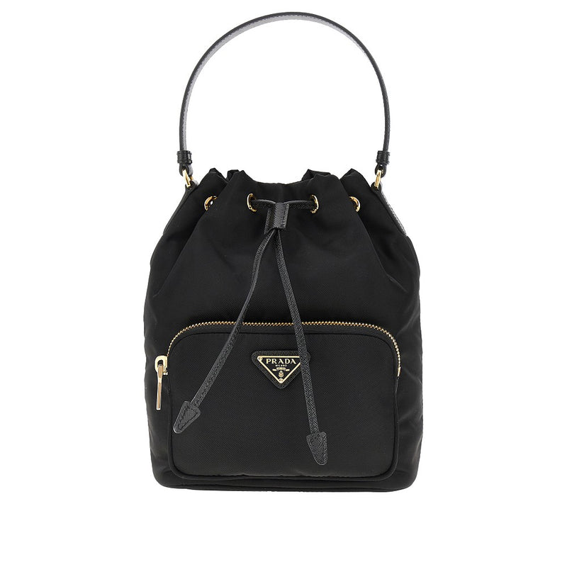 Prada Prada Re-Nylon Prada Duet Bucket Bag Black - World Class Fashion