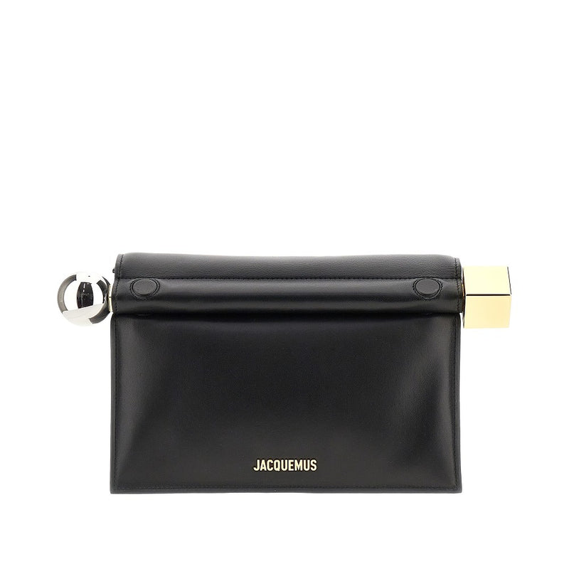 Jacquemus Jacquemus Rond Carré Nappa Leather Clutch Black - World Class Fashion