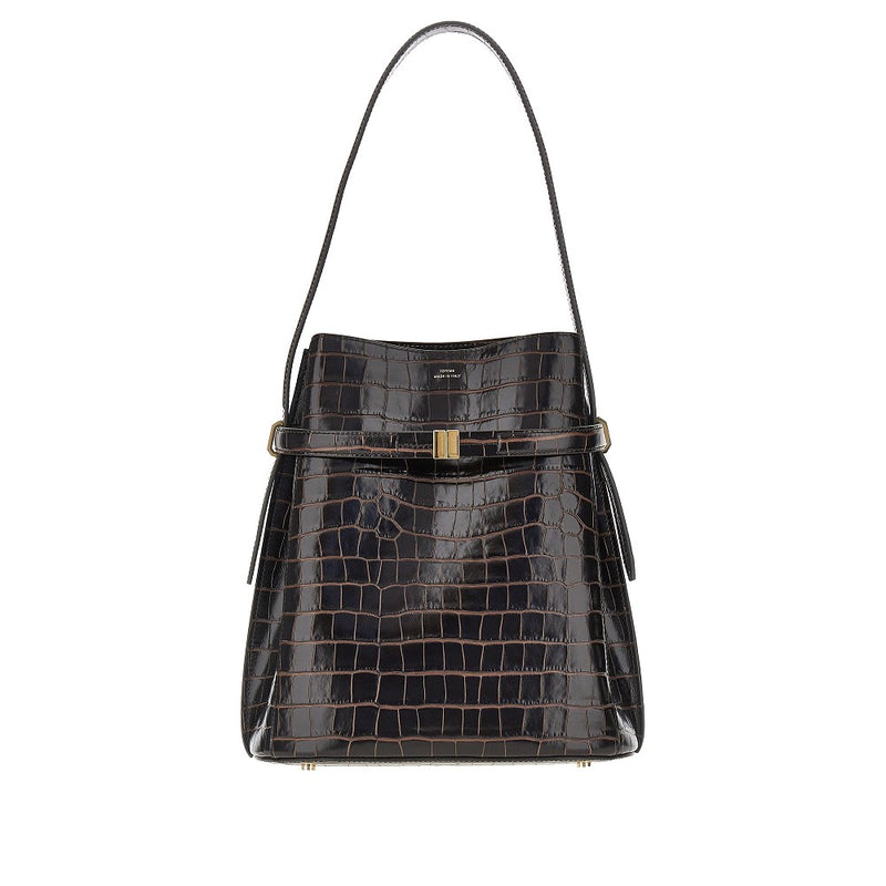 Toteme Toteme Croco-embossed Leather Bucket Bag Brown - World Class Fashion