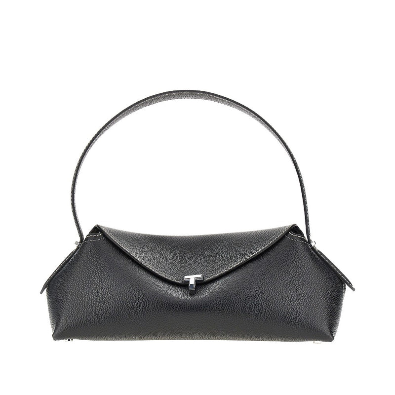 Toteme Toteme Grained Leather T-lock Shoulder Bag Black - World Class Fashion