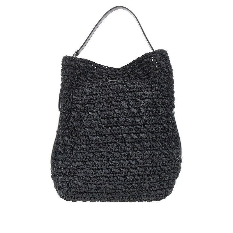 Toteme Toteme Woven Raffia Belted Tote Bag Black - World Class Fashion