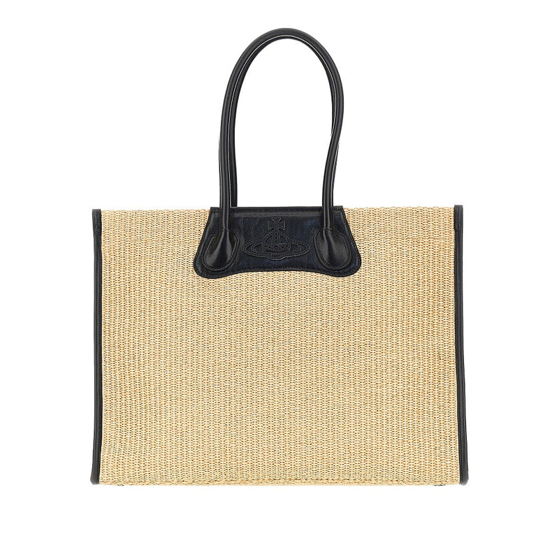 Vivienne Westwood Vivienne Westwood Troy Weaved Raffia Tote Bag Beige - World Class Fashion