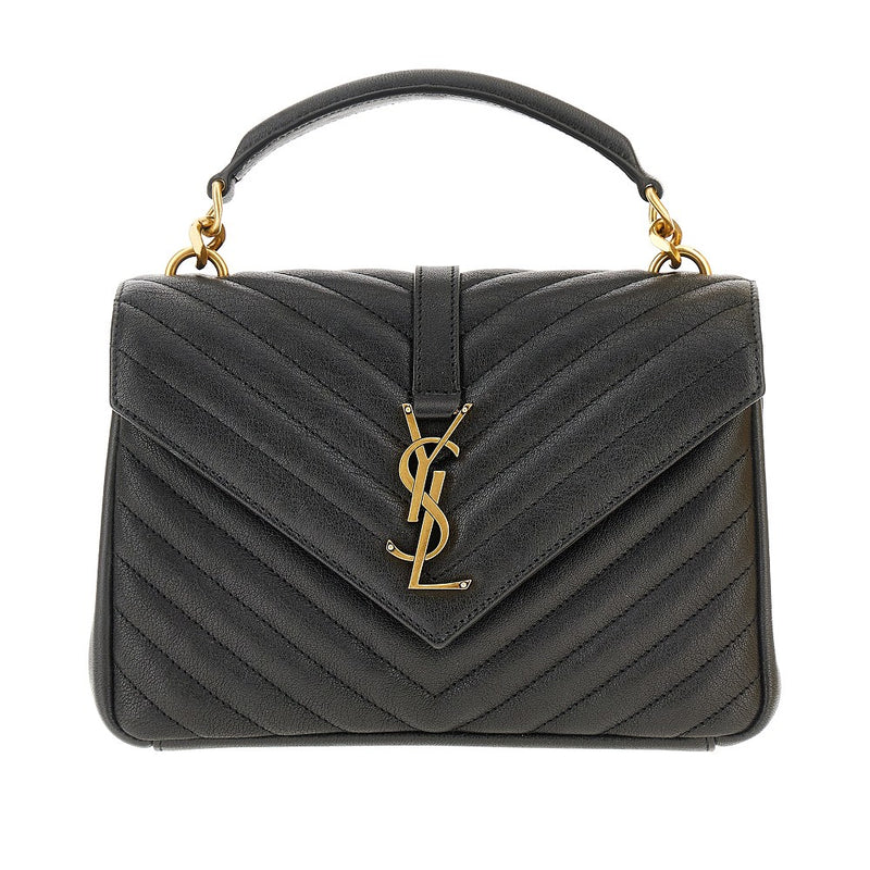 Saint Laurent Saint Laurent Quilted Leather Medium College Bag Black - World Class Fashion