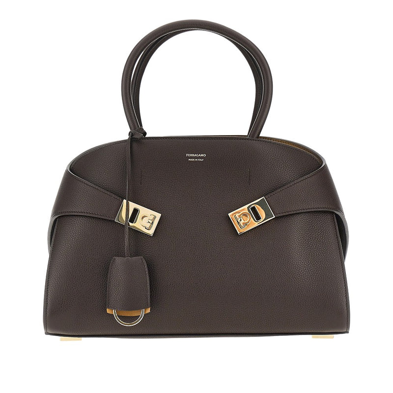 Ferragamo Ferragamo 'Hug' Grained Leather Bag Brown - World Class Fashion