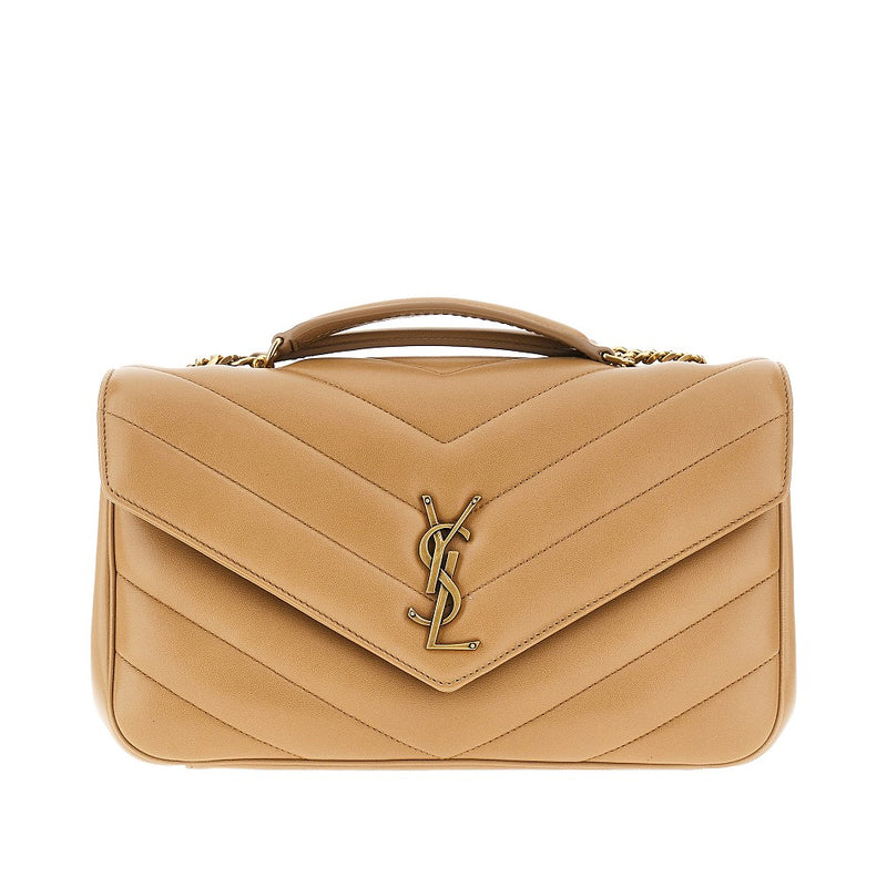 Saint Laurent Saint Laurent Quilted Nappa Leather Loulou Bag Beige - World Class Fashion