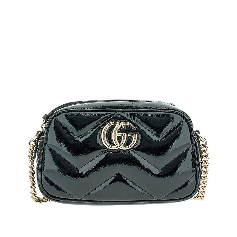 Gucci Gucci GG Marmont Leather Crossbody Bag Black - World Class Fashion