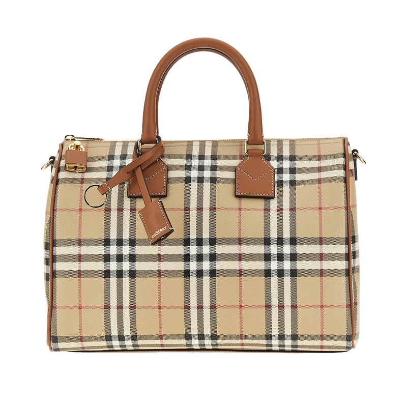 Burberry Burberry Medium Check Bowling Bag Beige - World Class Fashion