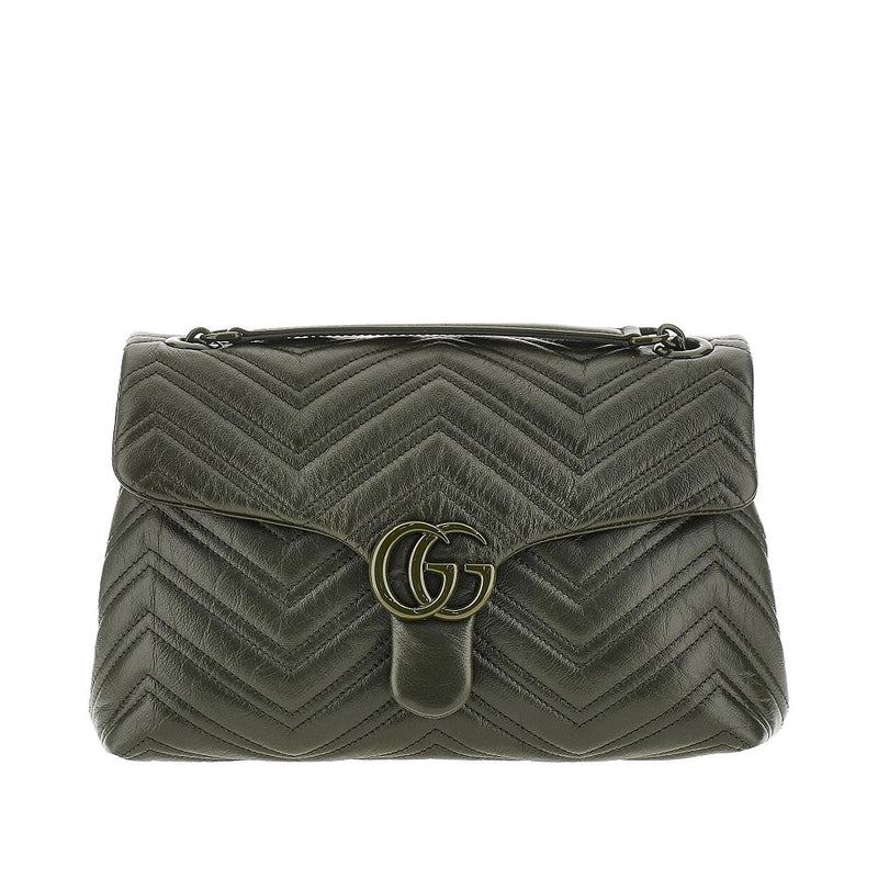 Gucci Gucci Matelassé Leather Medium 'GG Marmont' Bag Green - World Class Fashion
