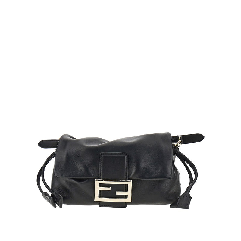 Fendi Fendi Small Leather Baguette Soft Bag Black - World Class Fashion