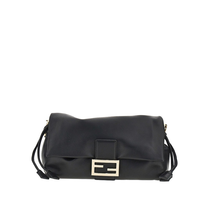 Fendi Fendi Medium Leather Baguette Soft Bag Black - World Class Fashion