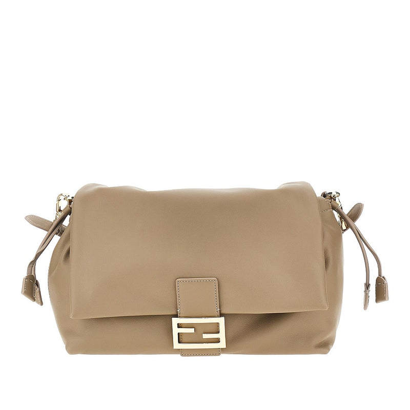 Fendi Fendi Large Leather Baguette Soft Bag Grey - World Class Fashion