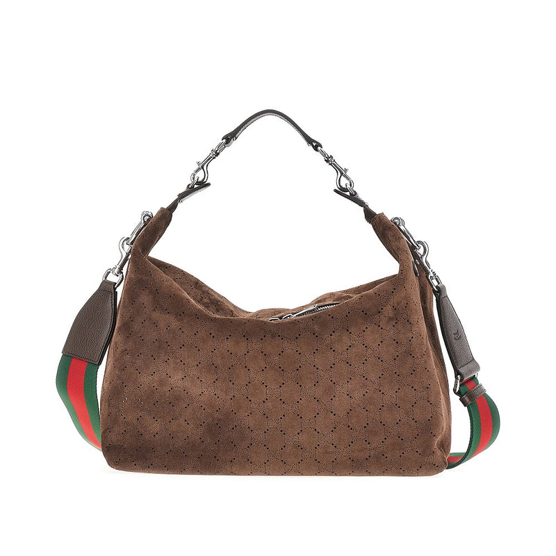 Gucci Gucci Brera Openworked Suede Bag Brown - World Class Fashion