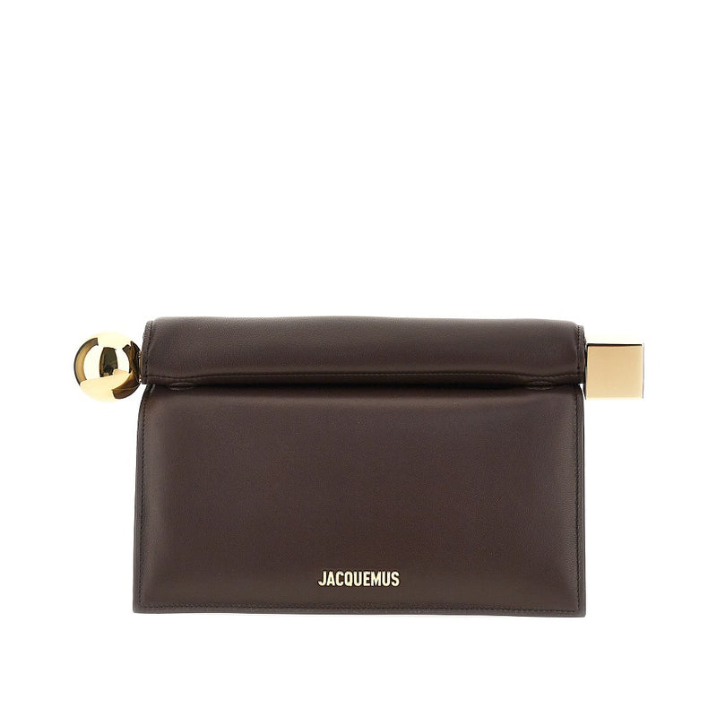 Jacquemus Jacquemus Rond Carré Nappa Leather Clutch Brown - World Class Fashion