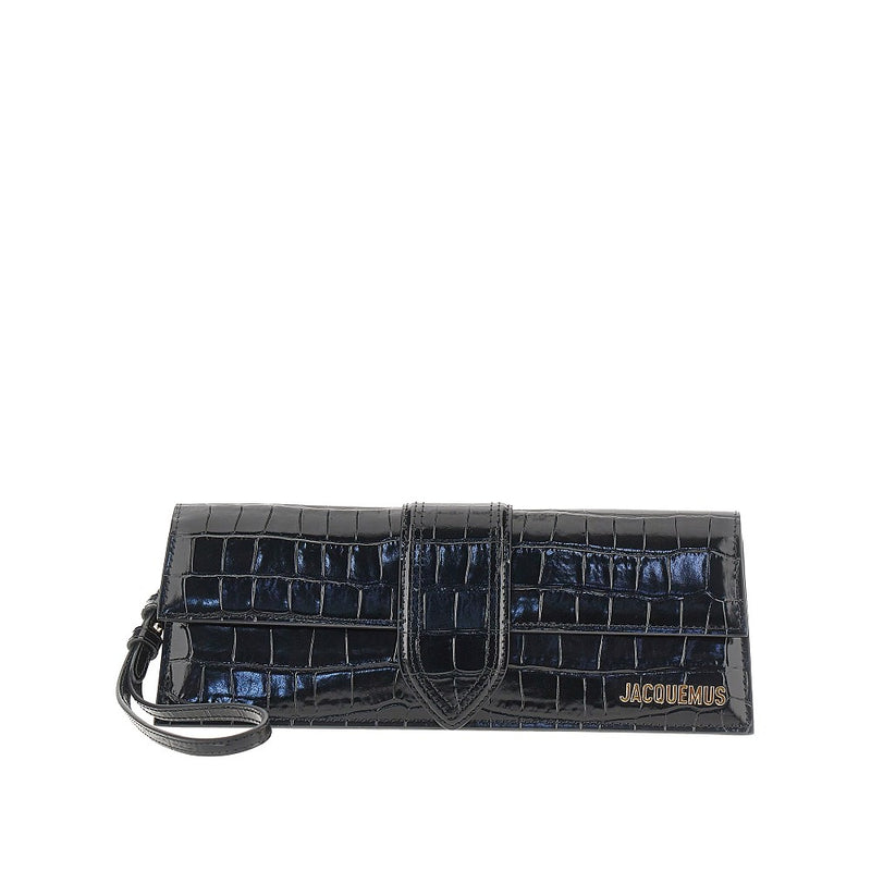 Jacquemus Jacquemus Croco-embossed Leather Bambino Clutch Black - World Class Fashion