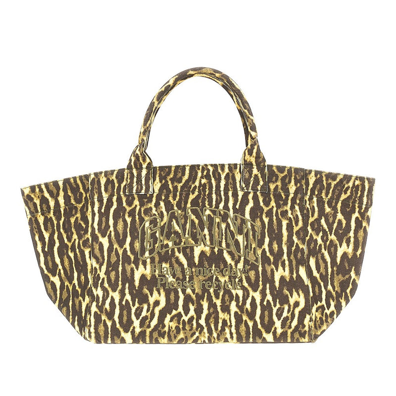 Ganni Ganni Leopard Canvas Xxl Tote Bag - World Class Fashion