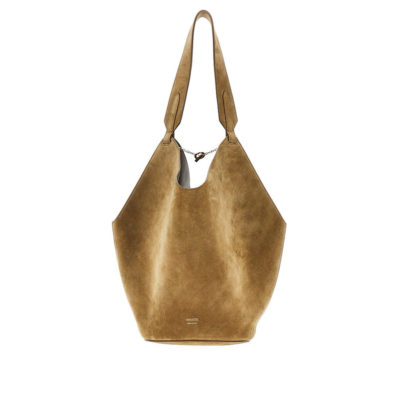 Khaite Khaite Small Suede Leather Lotus Tote Bag Khaki - World Class Fashion