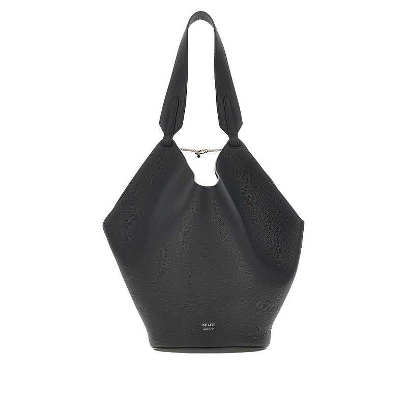 Khaite Khaite Small Leather Lotus Tote Bag Black - World Class Fashion
