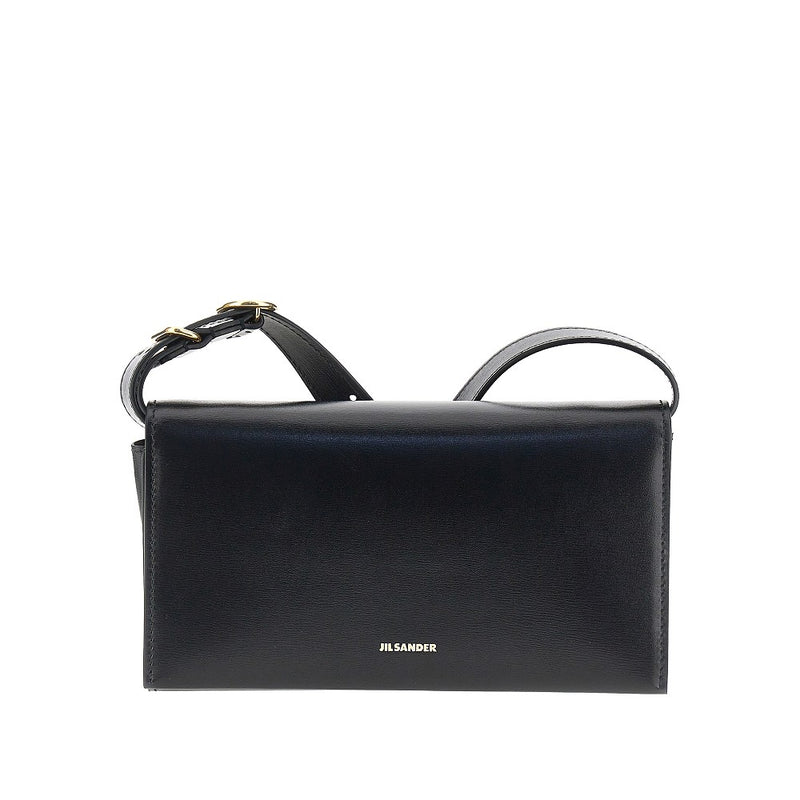 Jil Sander Jil Sander All-Day Leather Clutch Bag Black - World Class Fashion